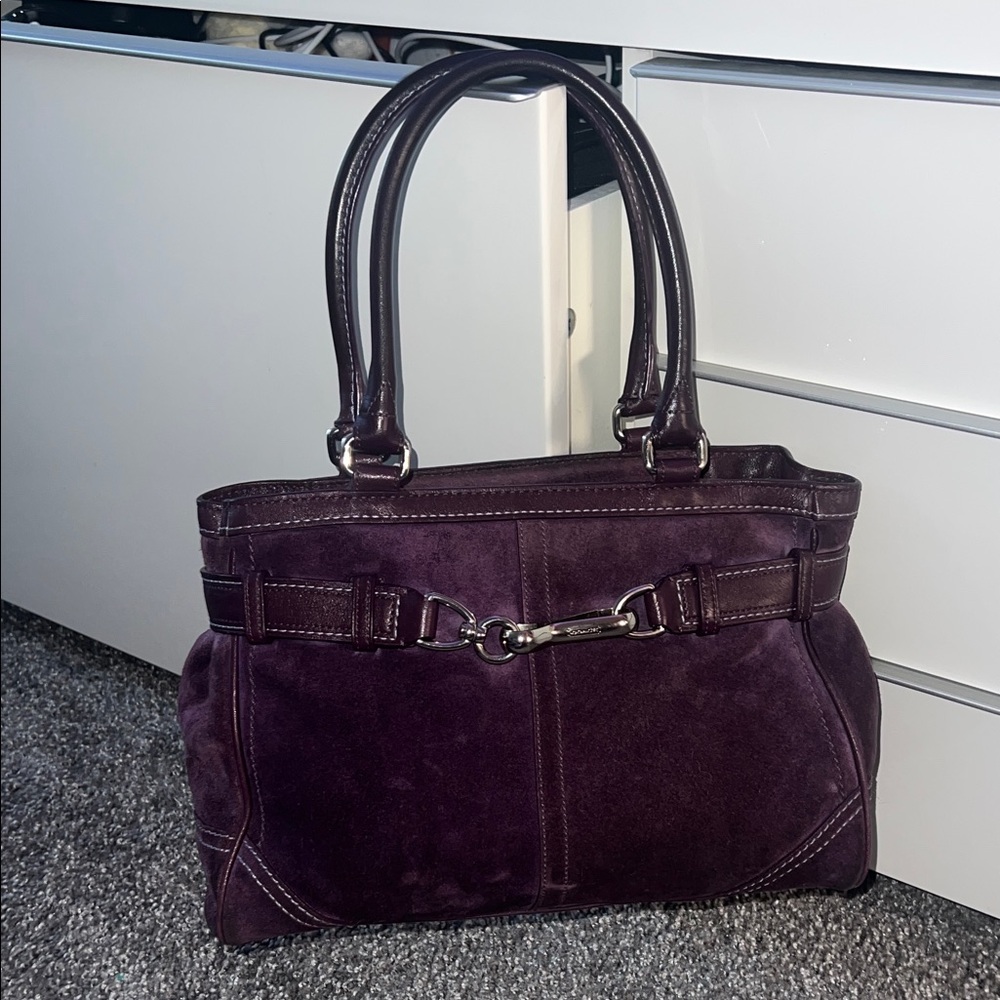Rare Vintage Coach Purple Suede Hampton Purse